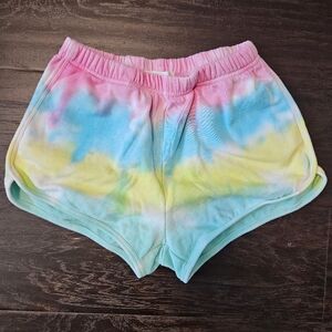 Treasure & Bond Rainbow Tie-Dye French Terry Knit Shorts, Girls Size M
